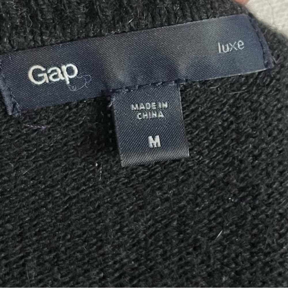 Gap Solid Black Button Shoulder Angora Sweater - image 6